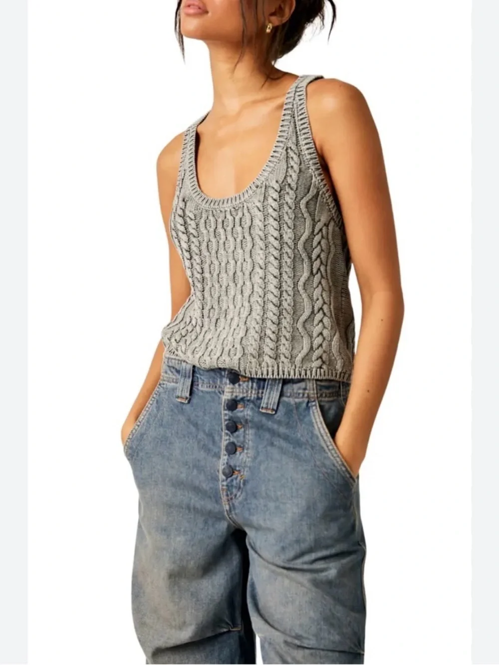 Free People NWT High Tide Cable Knit sweater tank